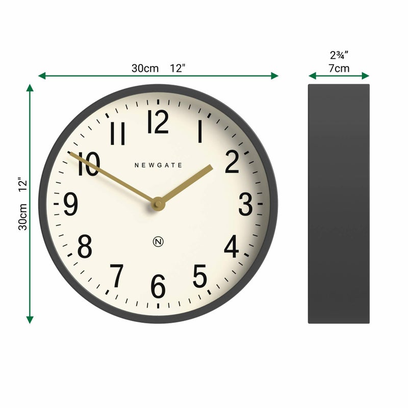 NEWGATEÂ® Master Edwards Wall Clock | Mid Century Style Clock | 12 inch | Deep Metal case in matt Dark Gray | Modern Retro Design for Kitchen, Living Room or Office - Image 4